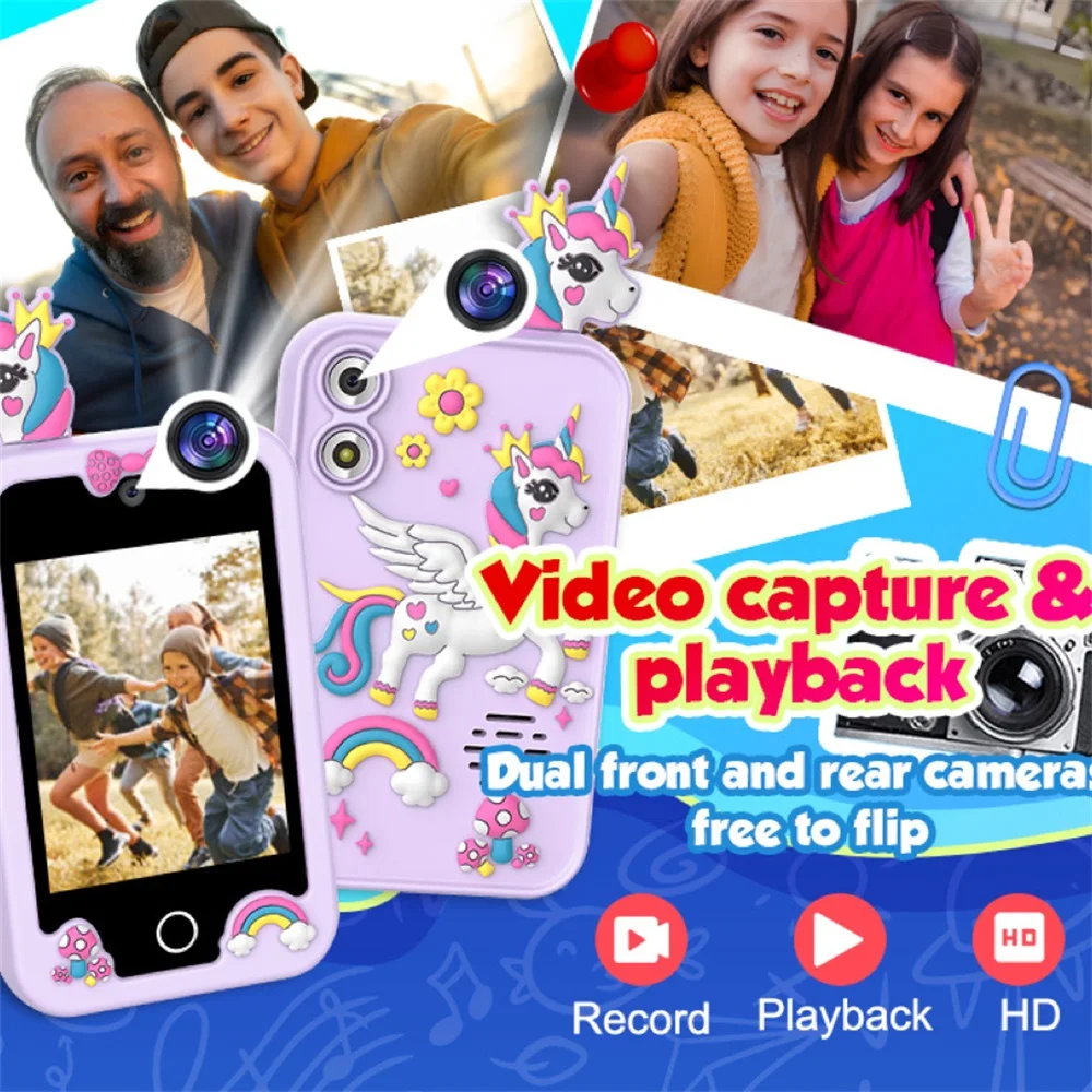 الأطفال هاتف ذكي مشغل موسيقى MP3 2.8 بوصة تعمل باللمس كاميرا رقمية تعلم سماعة صغيرة هدية عيد ميلاد ألعاب صبي فتاة #3