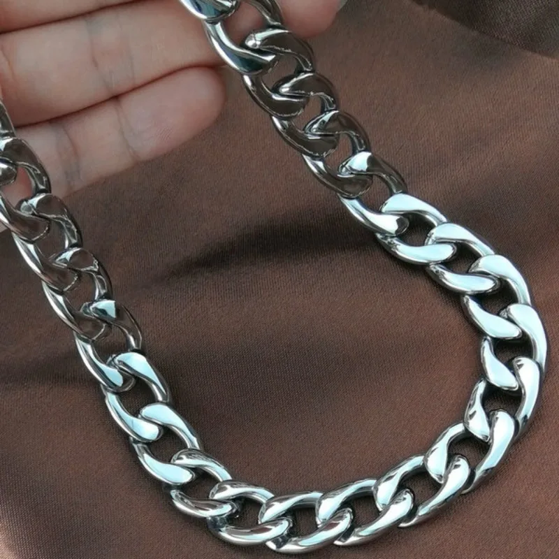 

16mm Width Stainless Steel 316L Heavy Mens Womens Necklace All Polished Gift Jewelry