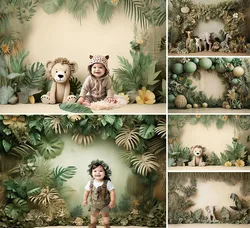 Mehofond Photography Background Tropical Jungle Safari Animals Kids Birthday Cake Smash Portrait Decor Backdrop Photo Studio