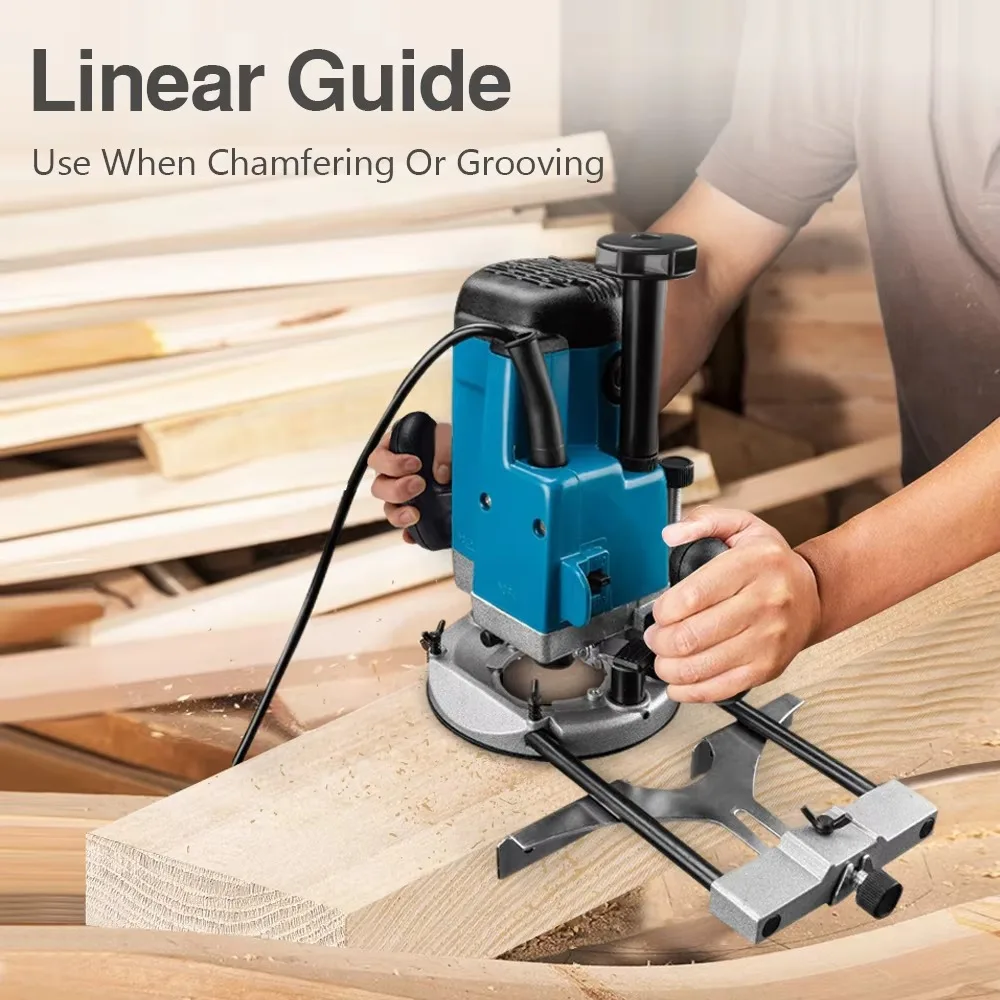2200W Electric Router Trimmer 6 Gears Wood Milling Engraving Slotting Trimming Machine Woodworking Hand Carving Carpentry Router