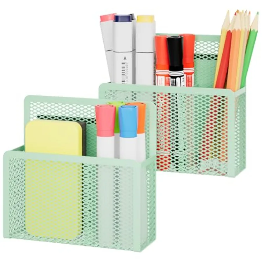 Magnetic Dry Erase Marker Holder, Mesh Pen Holder for board Magnet Pencil Organizer Storage for Refrigerator Locker Accessories