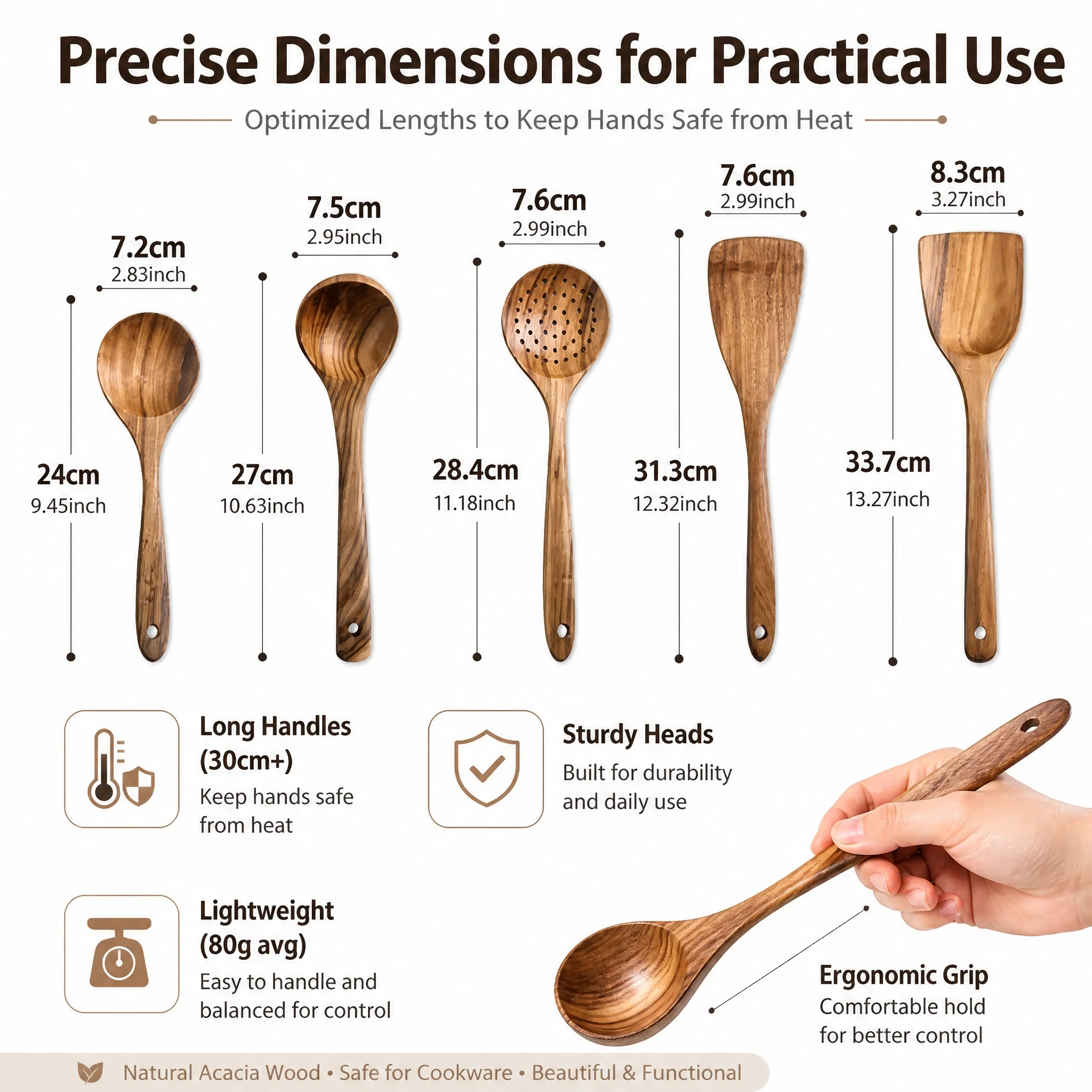 5-Piece Premium Wood Cooking Set - All-in-One for Scratch-Free Cooking Elevate Your Kitchen