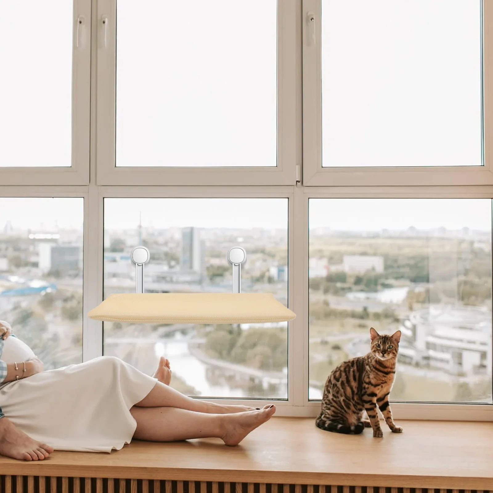Funda de repuesto para percha de ventana para gatos, cremallera, antideslizante, fácil de limpiar, cómoda tela de algodón, cama de descanso para gatos durante todo el año