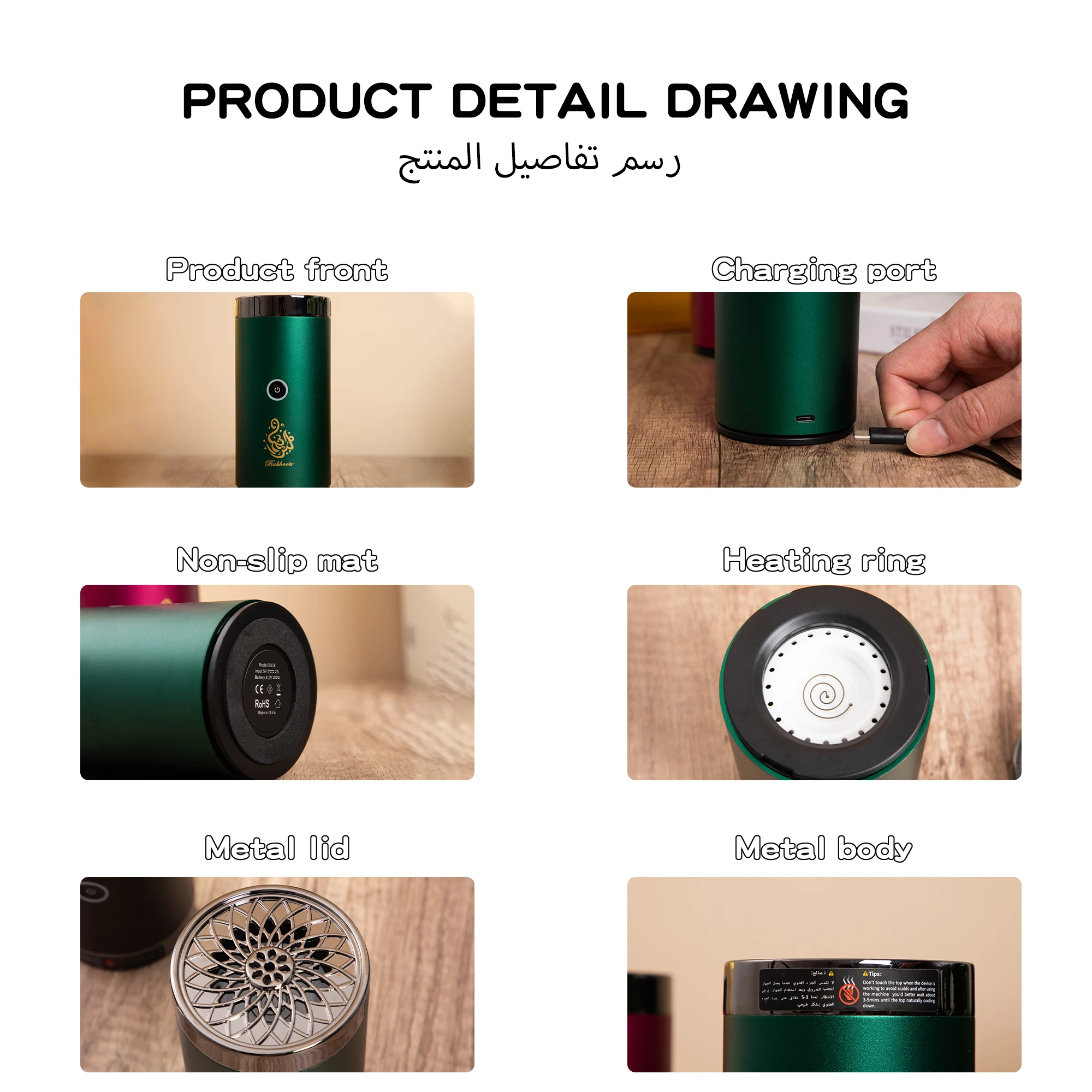 Bakhoor bruciatore di incenso USB diffusore di aromi per auto dispositivo deodorante per la casa bruciatore di incenso elettrico dell'arabia saudita per l'ufficio della stanza