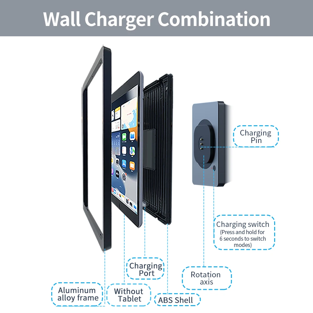 Imagem -03 - Suporte para Tablet Carregador Rápido de Parede Suporte Magnético Case Ipad 10.2 Mini 6th Ipad Pro Fonte de Alimentação Suporte 18w Caixa de 118 mm