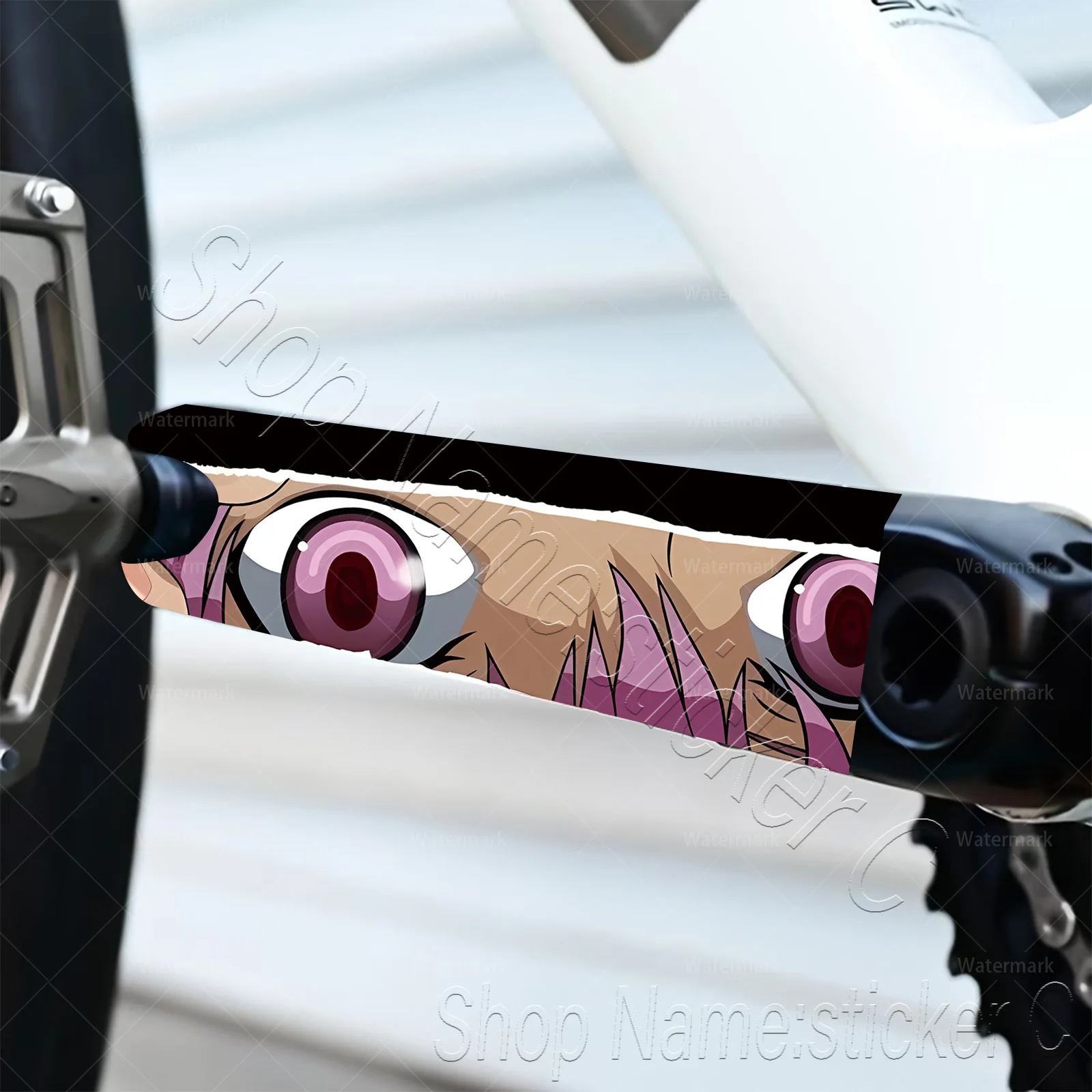 1Pair 2D Flat Anime Eyes Vinyl Sticker, Waterproof Scratch‑Resistant Decal for Bicycle Crank Arm Decor, Holiday Gift