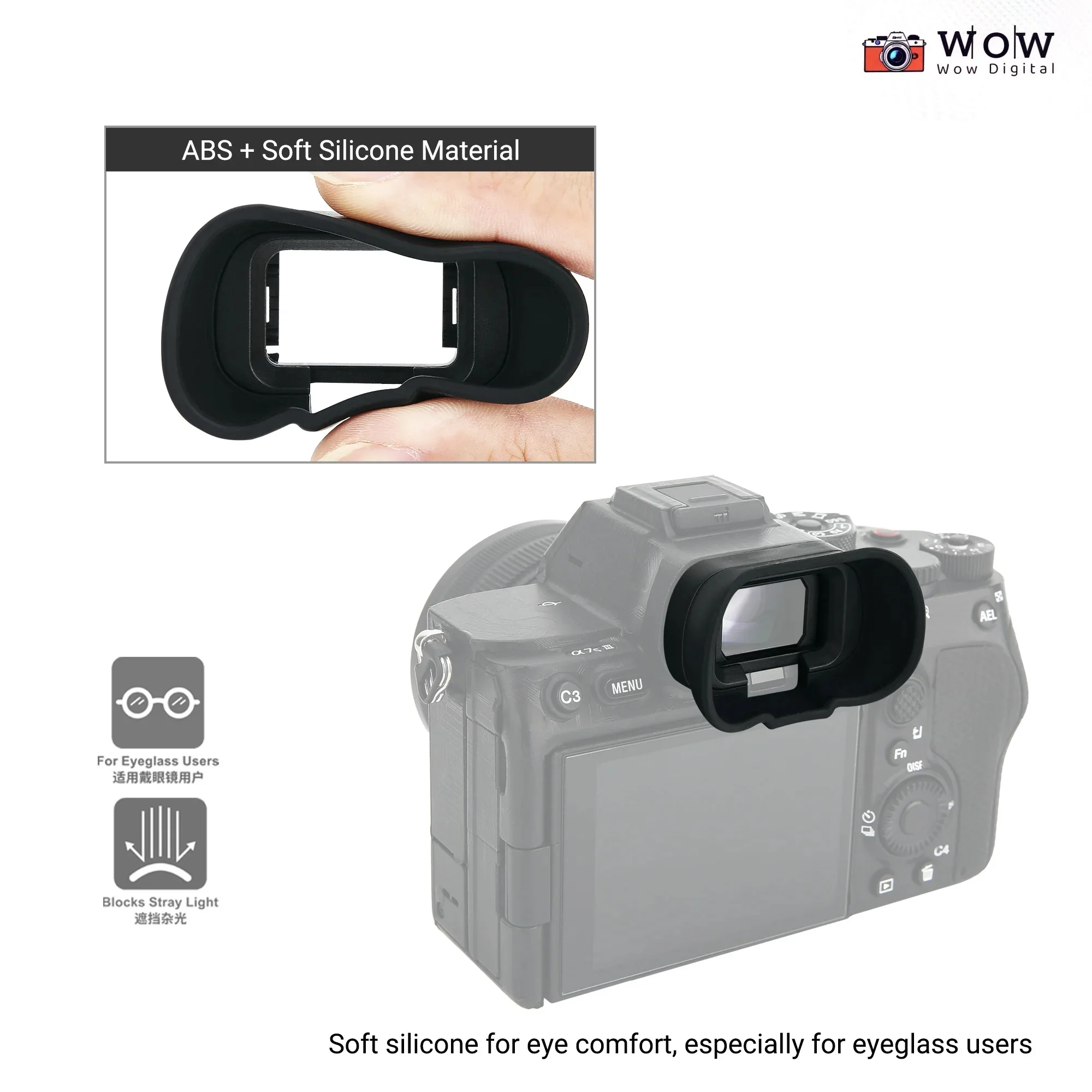 FDA-EP19 Soft Silicon Long Camera Eyecup Viewfinder Eyepiece for Sony A9III A7R5 A7RV A7M4 A7IV A1 A7SIII A7S III A7S3 Eyeshade