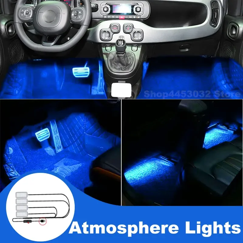 USB Interior Lights For Fiat 500 500L 500X 500E 500C Bravo 1 2 Panda 2 3 Led Foot Ambient Light Interieurs Voiture Blue