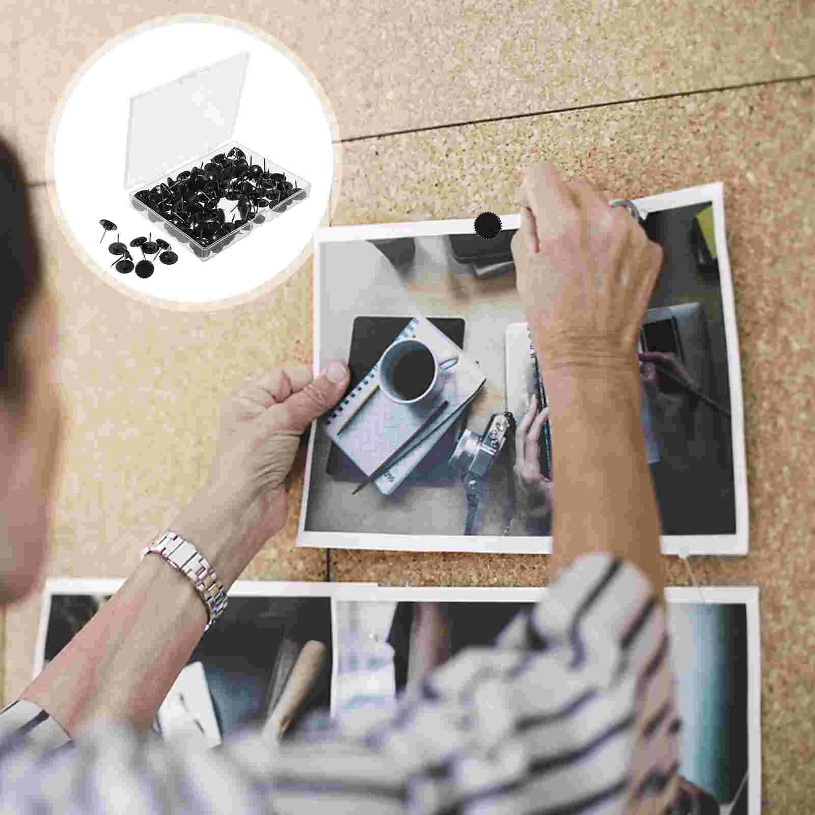 Punaises transparentes en plastique pour le bureau, 100 pièces