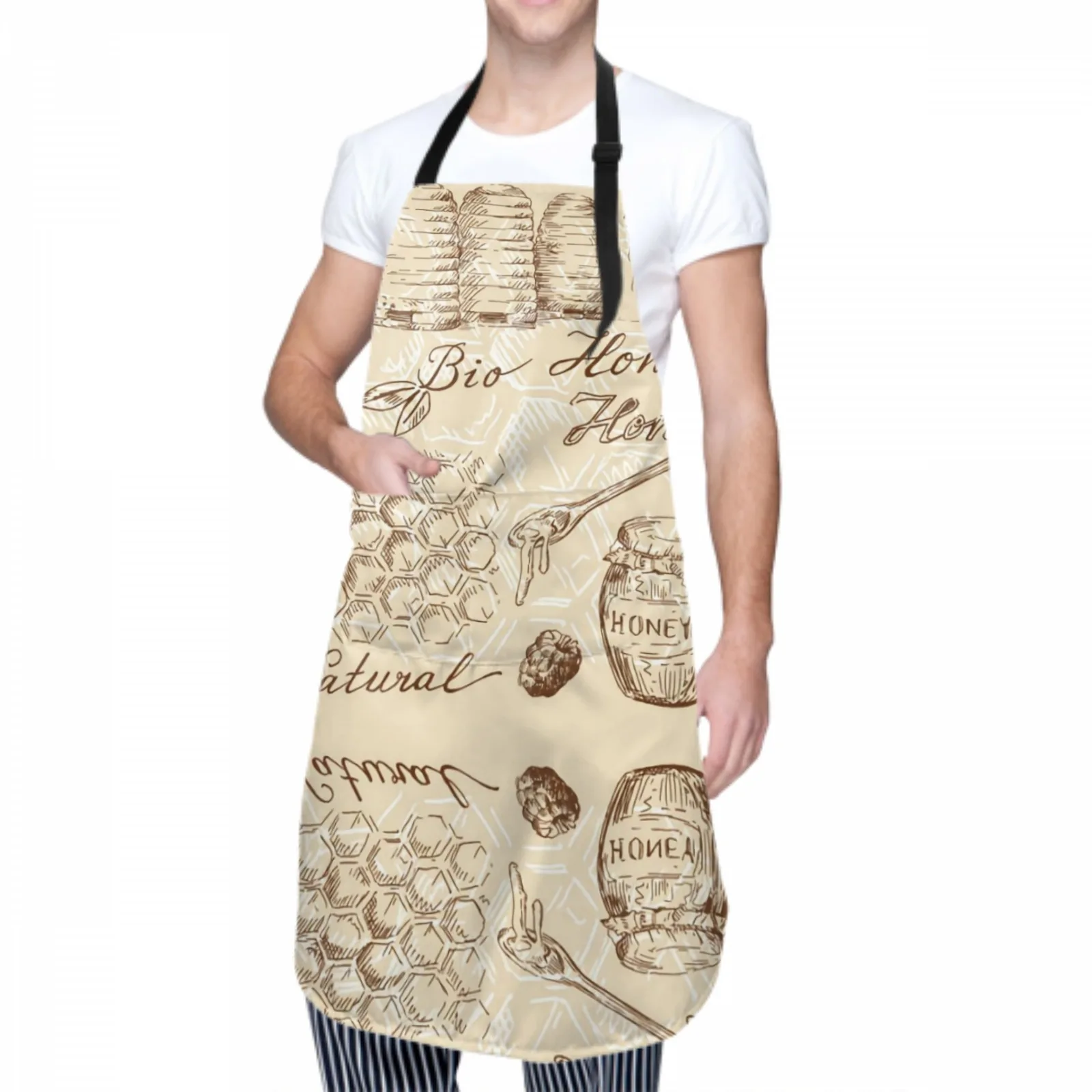 Honey Doodles Waterproof Apron with 2 Pockets Kitchen Chef Aprons Bibs for Grooming Cooking Baking Painting Gardening