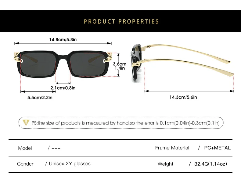 2026 Neue trendige quadratische Retro-Brille | Goldknoten-Detail und Metallbügel | Y2K Edgy-Girly-Stil – Detail 5