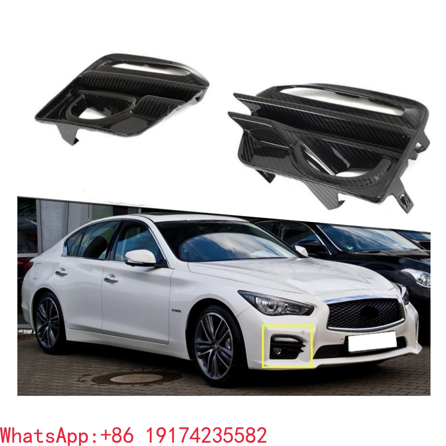 

for In-fi-iti Q50 2014-2017 Dry Carbon Fiber Fog Light Bezels Carbon Fiber Fog Pieces