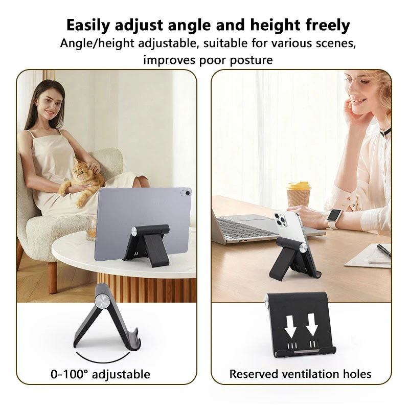 Universal Foldable Desk Phone Holder Portable Adjustable Desktop Phone Holder Stand for Most of Mobile Phones and Tablet Holder view 2