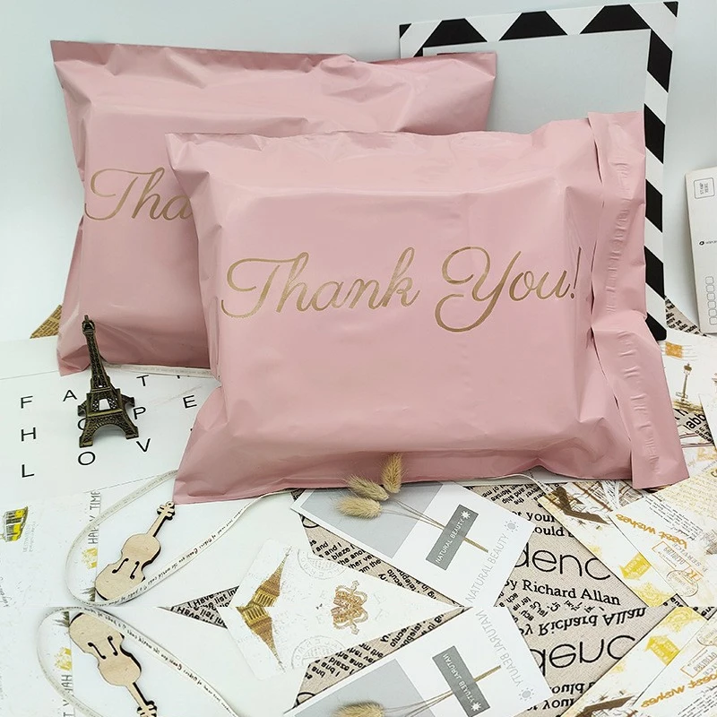 Pink Thank You Mailing Courier Bags To Pack Products Custom Packaging  Poly Mailer Shipping Set Sending Plastic Pouch