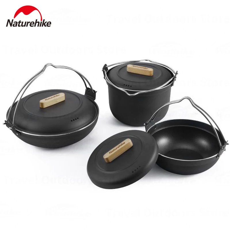 Naturehike Outdoor Camping Cookware Sukiyaki Cooking Pot Food-grade Stainless Steel Portable Non-stick Pans With Anti-hot Handle