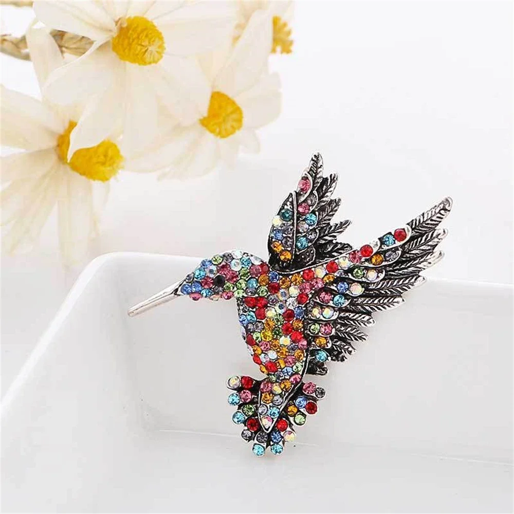 Bunte Strass Kolibri Broschen Frauen Männer Vintage Tier Brosche Stifte Geschenke Party Kleidung Zubehör