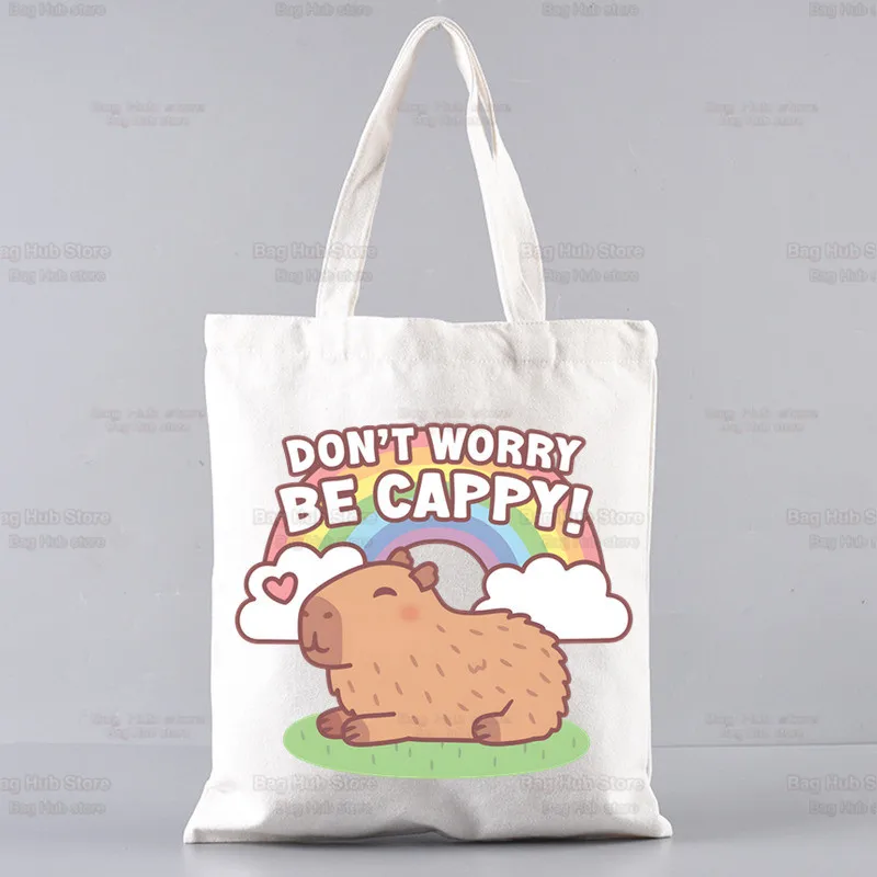 Cute Capybara Cartoon Kawaii Shopper Bag Print Canvas Tote Bag Handbags Women Bag Harajuku Shoulder Bags