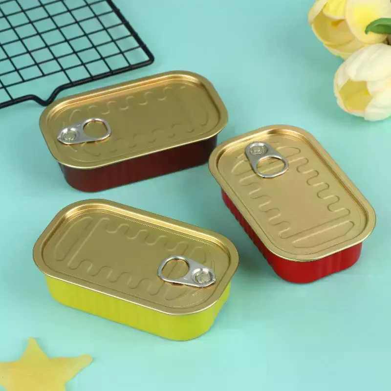 2Pcs Metal Rectangular Empty Mini Tin Box Sealed Food Can With Pull Ring Cover Multipurpose Small Organizer Storage Box