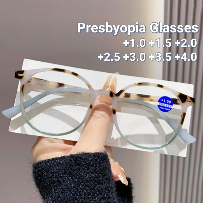 

Trendy Clear Lens Round Frame Far Sight Glasses Mirad Color Reading Glasses Anti Blue Light High-definition Presbyopia Glasses