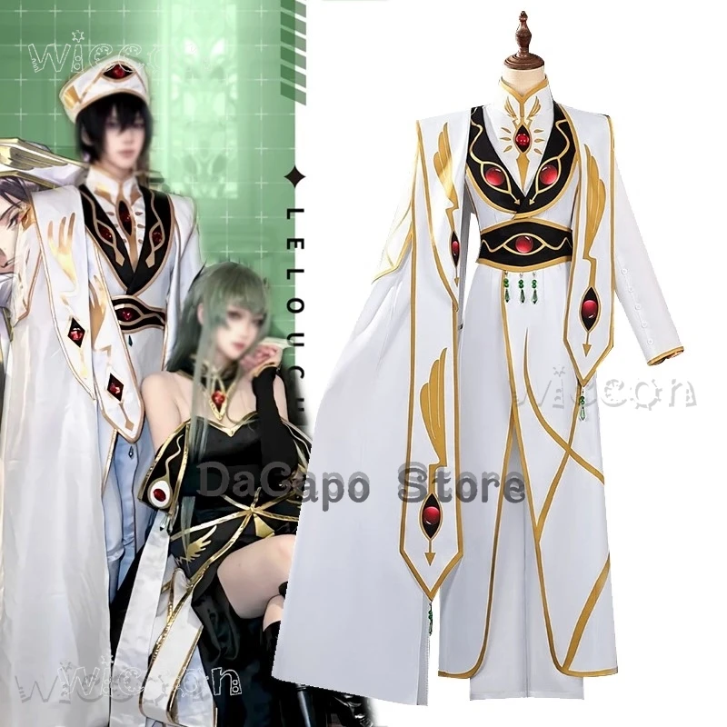 Emperor Lulu Lelouch Cosplay vi Britannia Cos Costume Wig Code Anime Geass Clothes Top Pants Party Halloween Unisex Roleplay