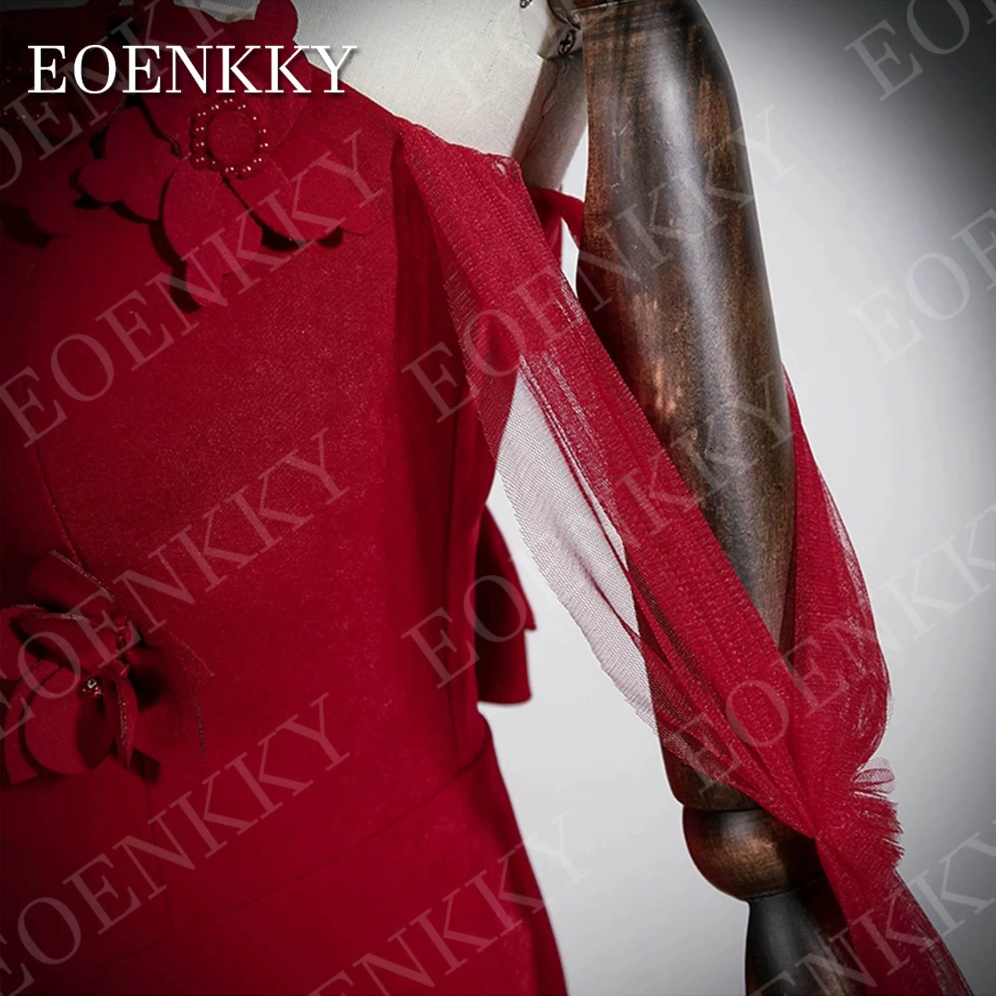 EOENKKY 인어공주 스타일 아름다운 이브닝 드레스 모던 오프숄더 레드 3D 꽃 장식 파티 드레스 맞춤 제작 긴 이브닝 드레스인조 아름다운 저녁 드레스 현대 어깨에서 빨간 3D 꽃 파티 드레스 주문을 받아서 만들어진