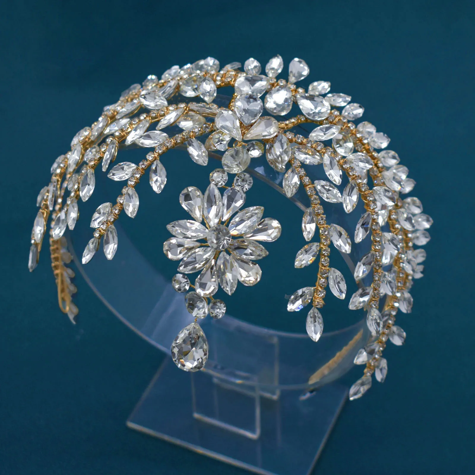 DZ009 Luxury Crystal Hairband Headpiece Fashion Bridal Headband Pearl Hair Jewelry Party Hair Accessories Banquet Women's Tiara