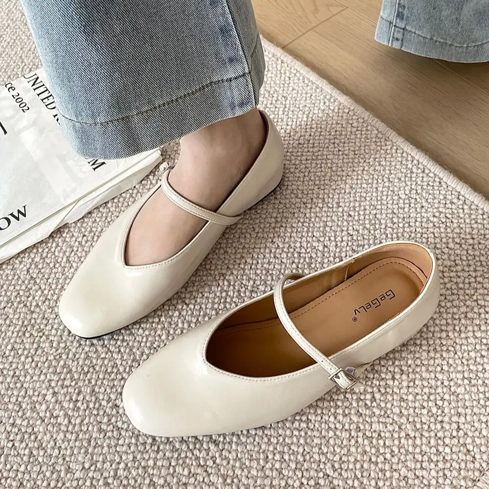 Bailamos New Brand Women Flats Fashion Square Toe Shallow Mary Jane Shoes Soft Casual Ballet Shoes Slingback Shoes Mujer