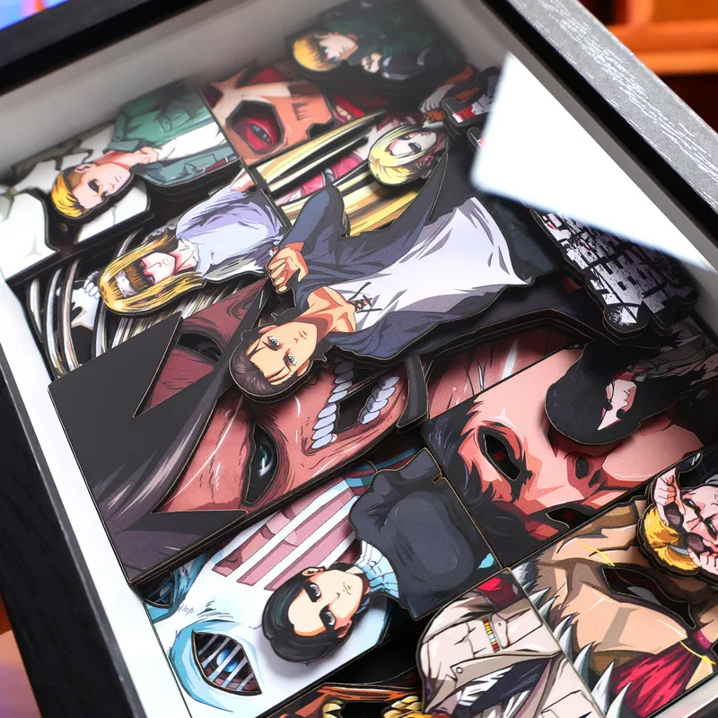 Novo anime ataque em titã mikasa·ackerman eren jaeger cosplay papel arte pendurado imagem artesanal 3d pintura estéreo decoração presentes