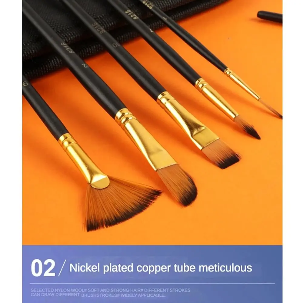 12 قطعة/المجموعة النايلون الشعر اللوحة فرشاة مجموعة مواد الاكريليك المائية الغواش النفط اللوحة فرشاة قصيرة الخشب قضيب متعدد الوظائف