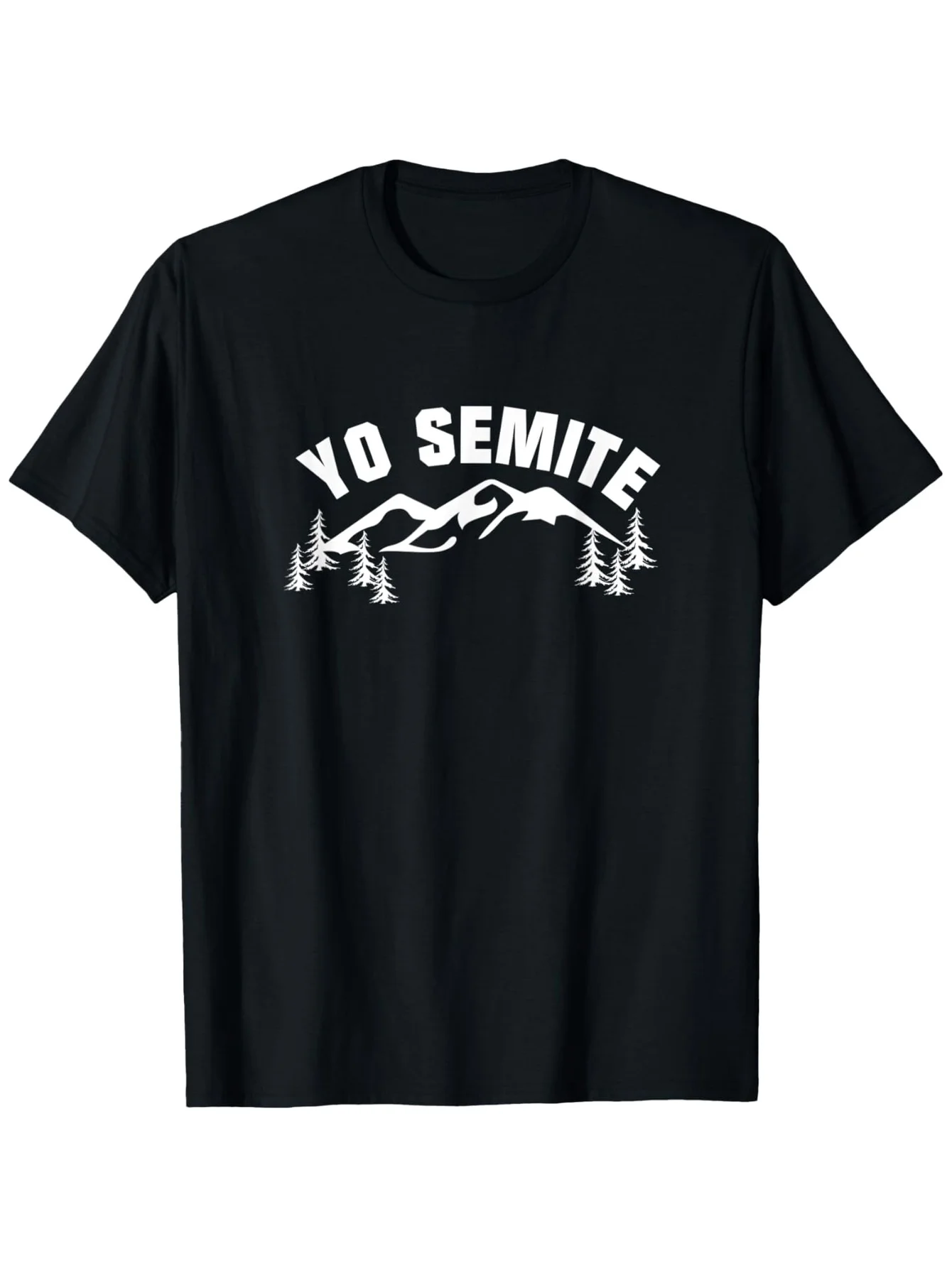تي شيرت Yo Semite للرجال برسوم جرافيك مطبوع عليه شجرة الصنوبر الجبلية من القطن بقصة عادية ورقبة دائرية لملابس كاجوال غير رسمية #1