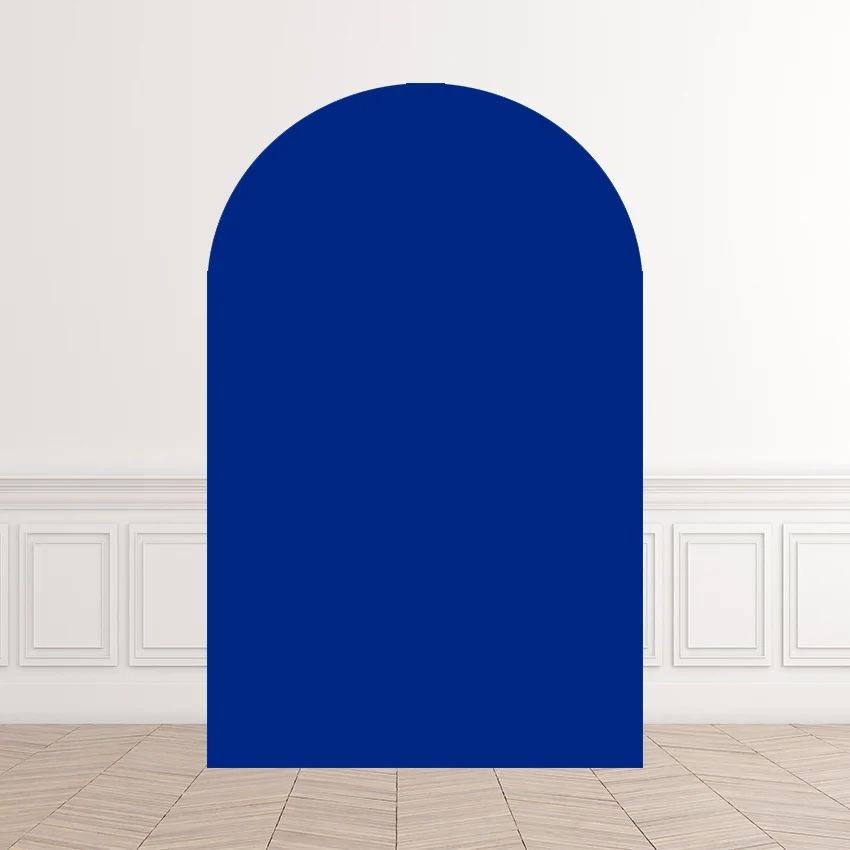 Mehofond Custom Half Arched Wall Backdrops White Blue Birthday for Kids Party Decor Solid Color Round Top Spandex Covers Photo
