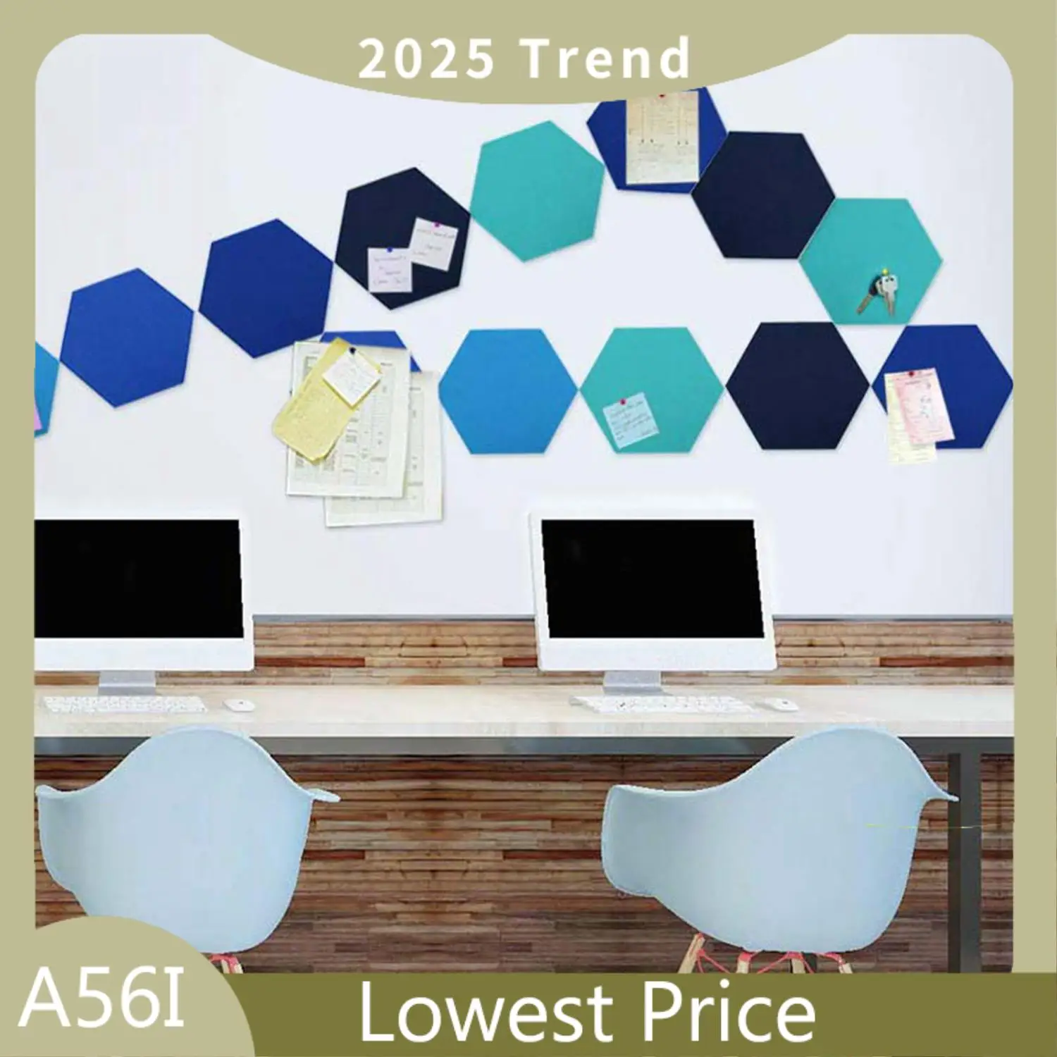 ABDD 10Pcs Multifunction 3D Decorative Home Message Board Hexagonal Felt Wall Sticker Self-Adhesive Kids Room Baseboard, 5Pcs Gr