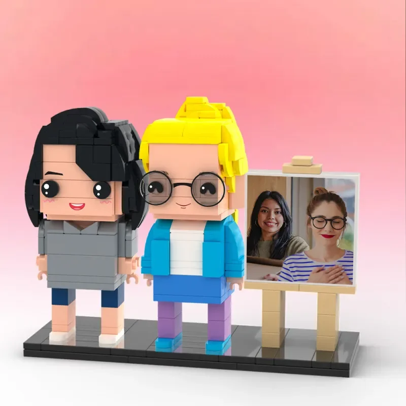 Granules Photo Full Body Customizable 2 People Frame My Custom Brickfigures Small Particle Building Blocks Gifts for Sisters