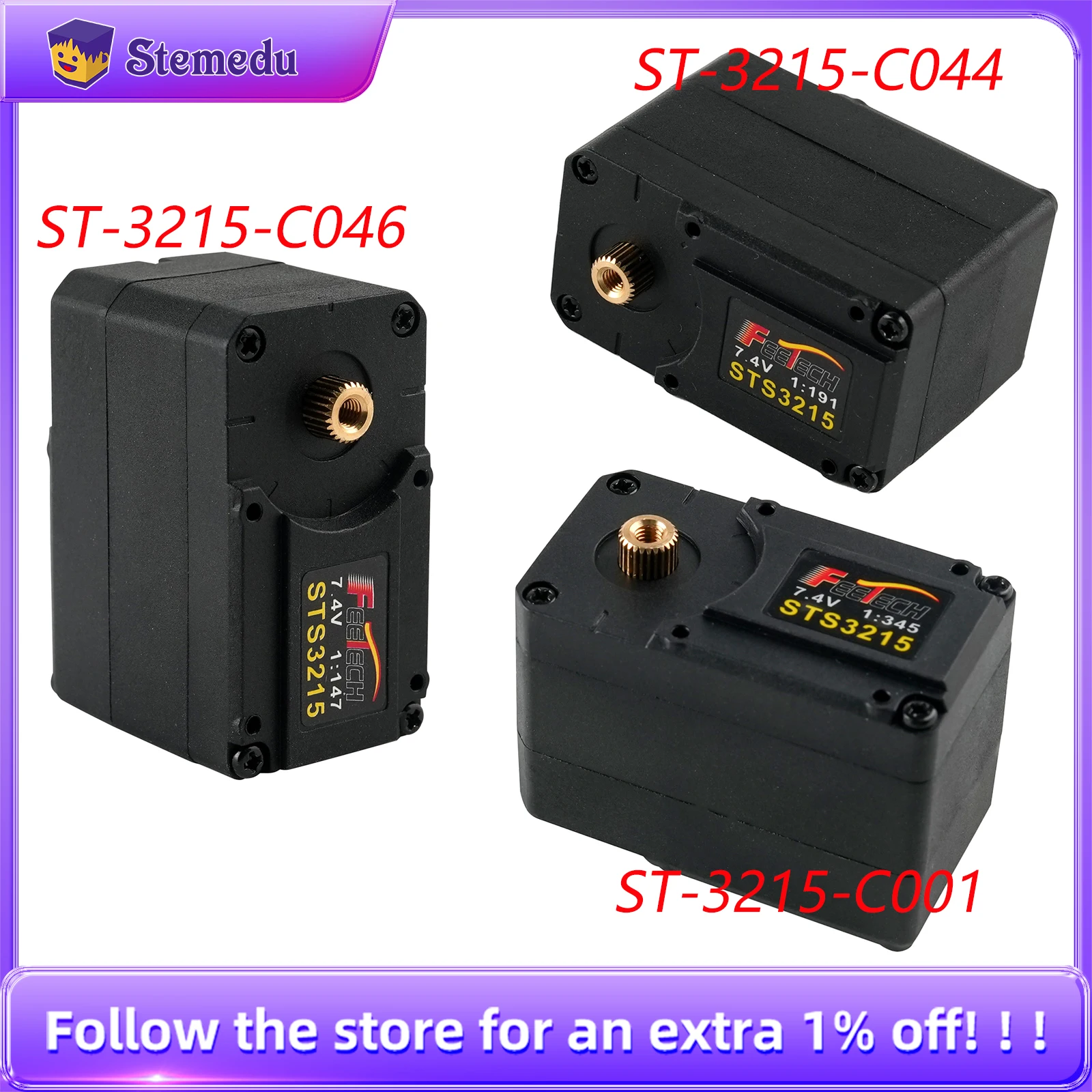 Feetech 7.4V 19KG ST3215-C046/C001/C044 Servo de Bus série 1/345 1/191 1/147 engrenage Robot bras encodeur magnétique 360 °   pour SO-ARM100