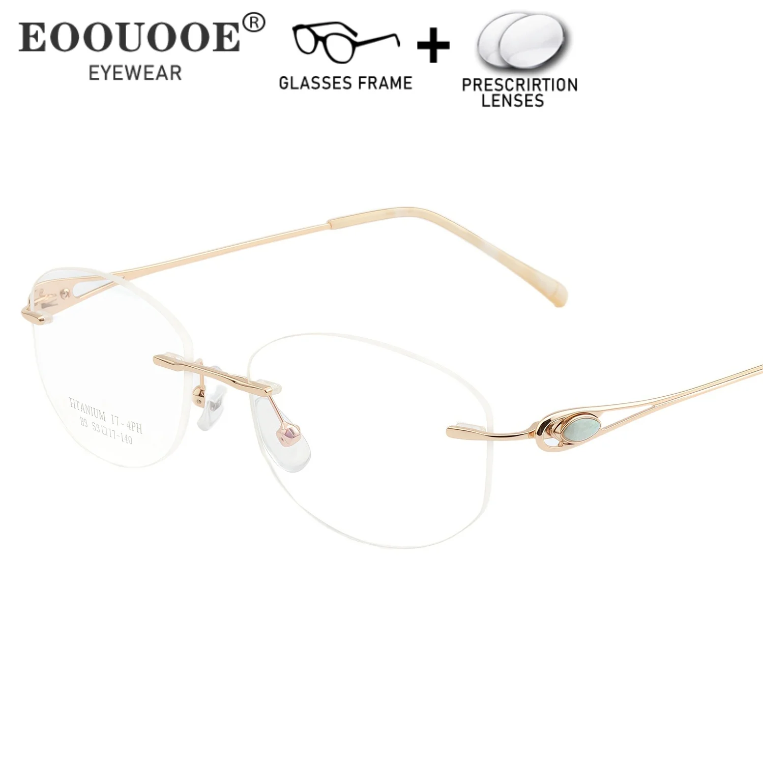 Women New Rimless Glasses Pure Titanium Optical Eyewear With 1.61-8 Prescription Lenses UV Progressive Myopia Reading Eyeglasses - view 4