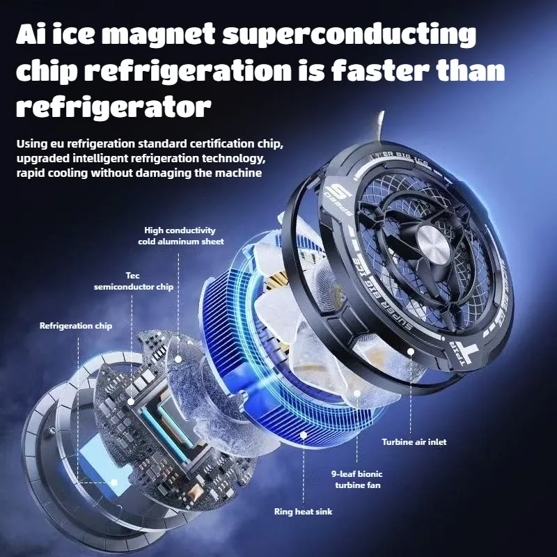 FS12 Tablet Magnetic Cooling Radiator w/ Digital Display 45W High-power AI Ice Cooler for IPad Android Universal Cool Heat Sink - Image 5