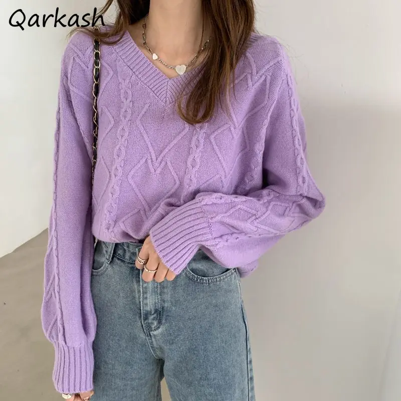 

3 Colors Pullovers Women Ulzzang Pure Soft Autumn Gentle V-neck Harajuku Temperament Leisure Vintage Popular Sweaters 2023 New