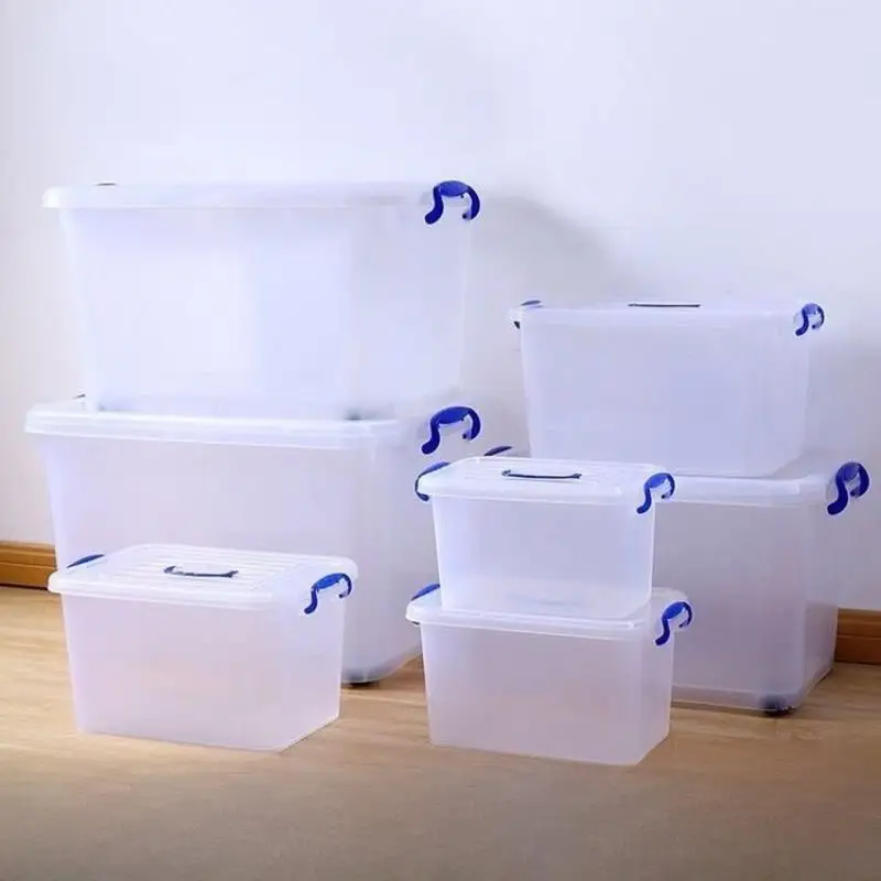 Transparent Thickened Plastic Storage Box Clothes Toy Large Size Storage Box Handheld Organizer Box for Home Use