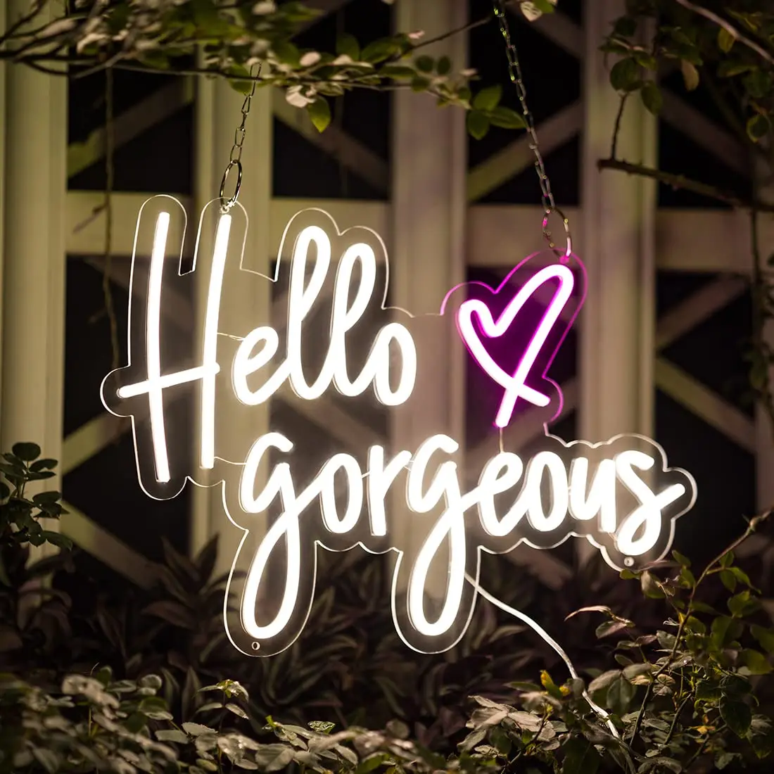 LED Neon Signs Hello Gorgeous, Large Neon Signs for Birthday Party, Home,Bar, LED Neon light Sign for Wall Art Wedding Decor