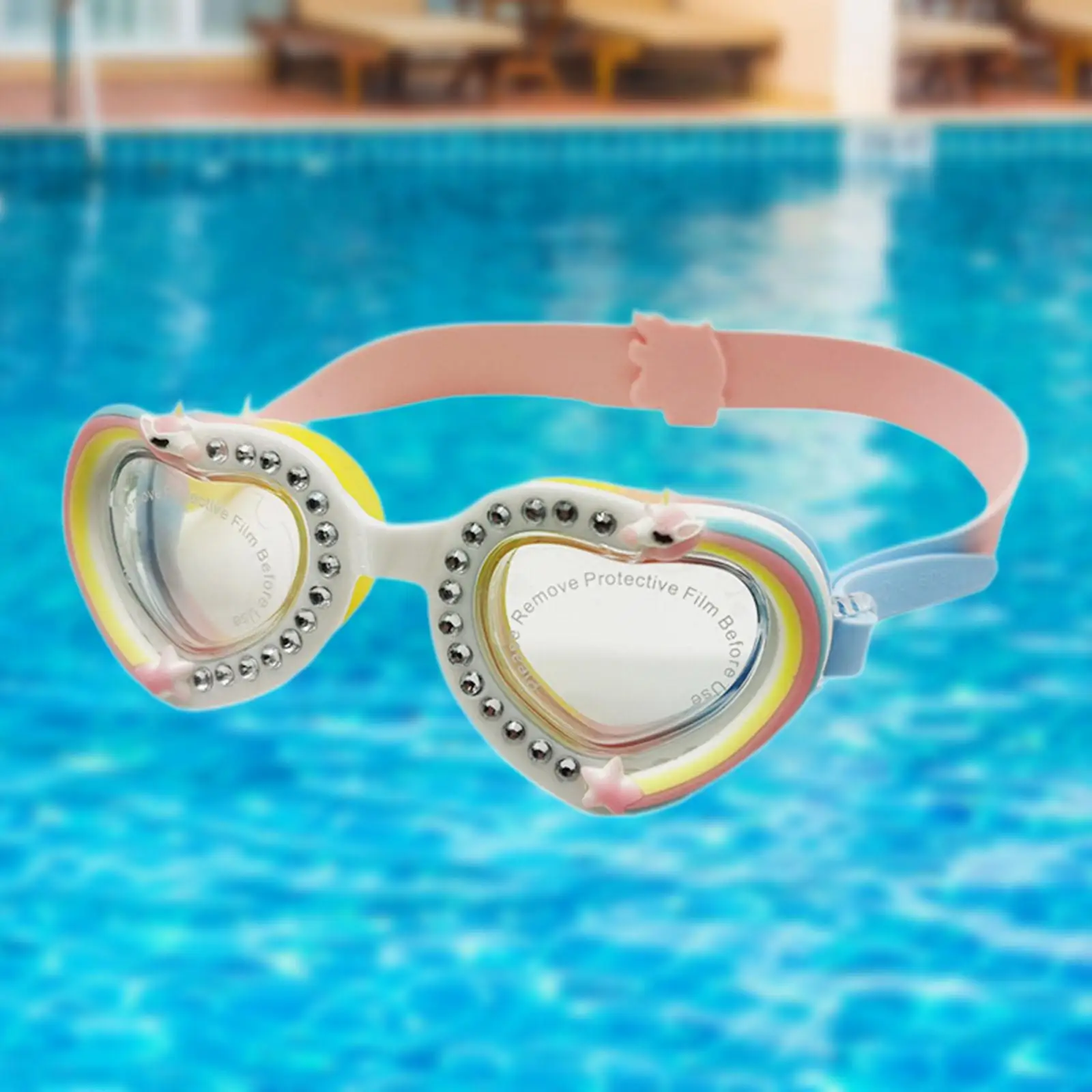 Kids Swim Goggles No Leaking Wide View Swim Diving Eyewear Heart Shape Diving Glasses Water Pool Goggles Teenagers Kids 4-14