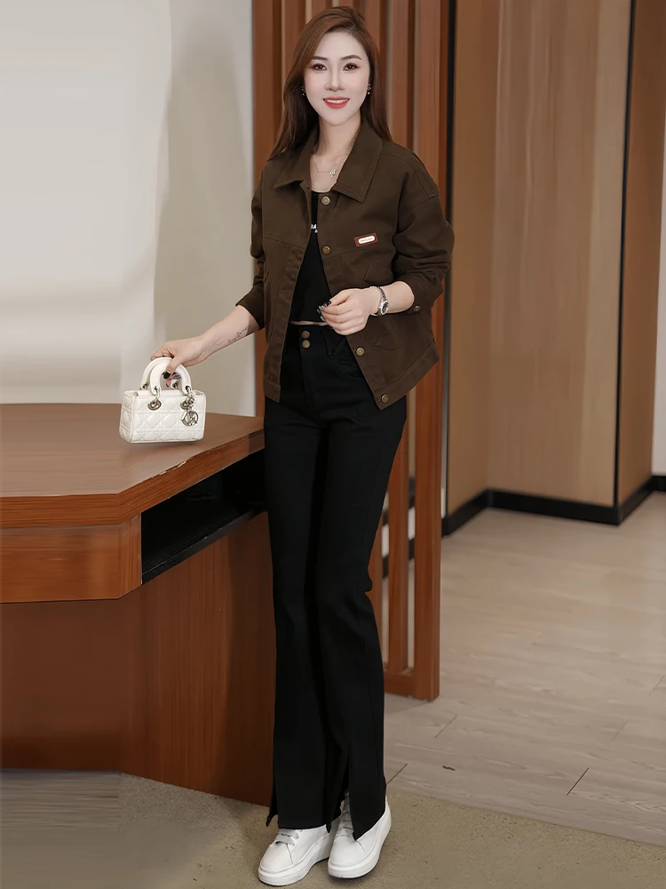 

Sli Korean Sle Button ort Jaet Женское осеннее новое пальто Faion Agel Match All Loose Fit Повседневное длинное пальто све