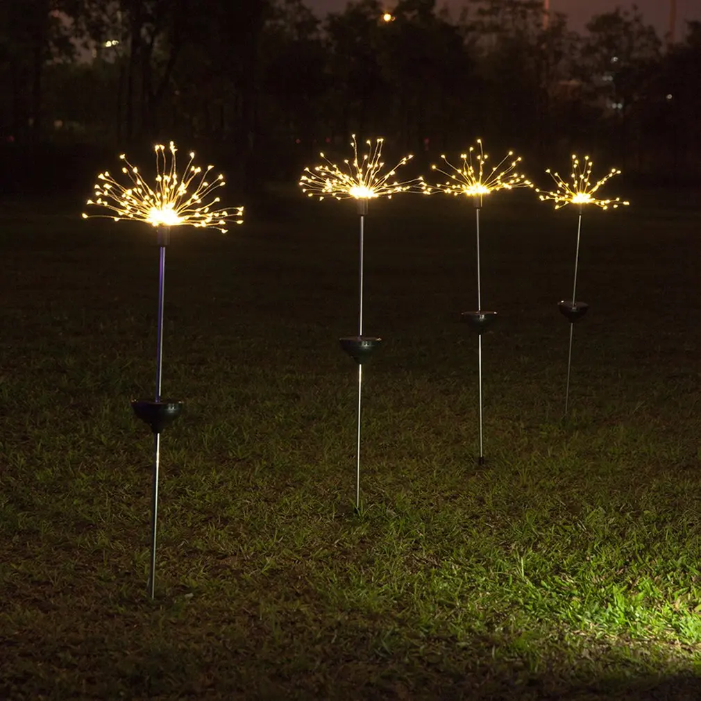 2pcs/lot 1200mAh Solar Explosion Dandelion  light Remote Control Outdoor Ground Light 150 LED for Garden Landscape