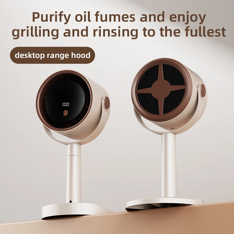 Electric Desktop Range Hood USB Adjustable Angle Portable Mini High Suction Power Exhaust Fan for BBQ Hot Pot Kitchen Appliance
