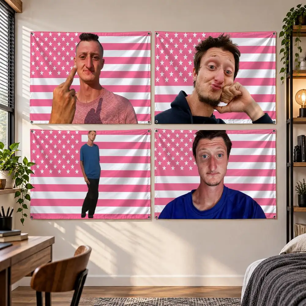 Creator Viral D-Daniel Larson Flags Banner Decor for Bedroom,Garden,Party,Club,Gaming Room,Indoor Outdoor