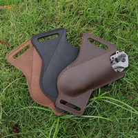 1pc Leather Anti-scratch Storage Sheath Folding Flick Knife Waist Belt Clip Holder Pocket Knives Pack Tools for Camping Edc Gear