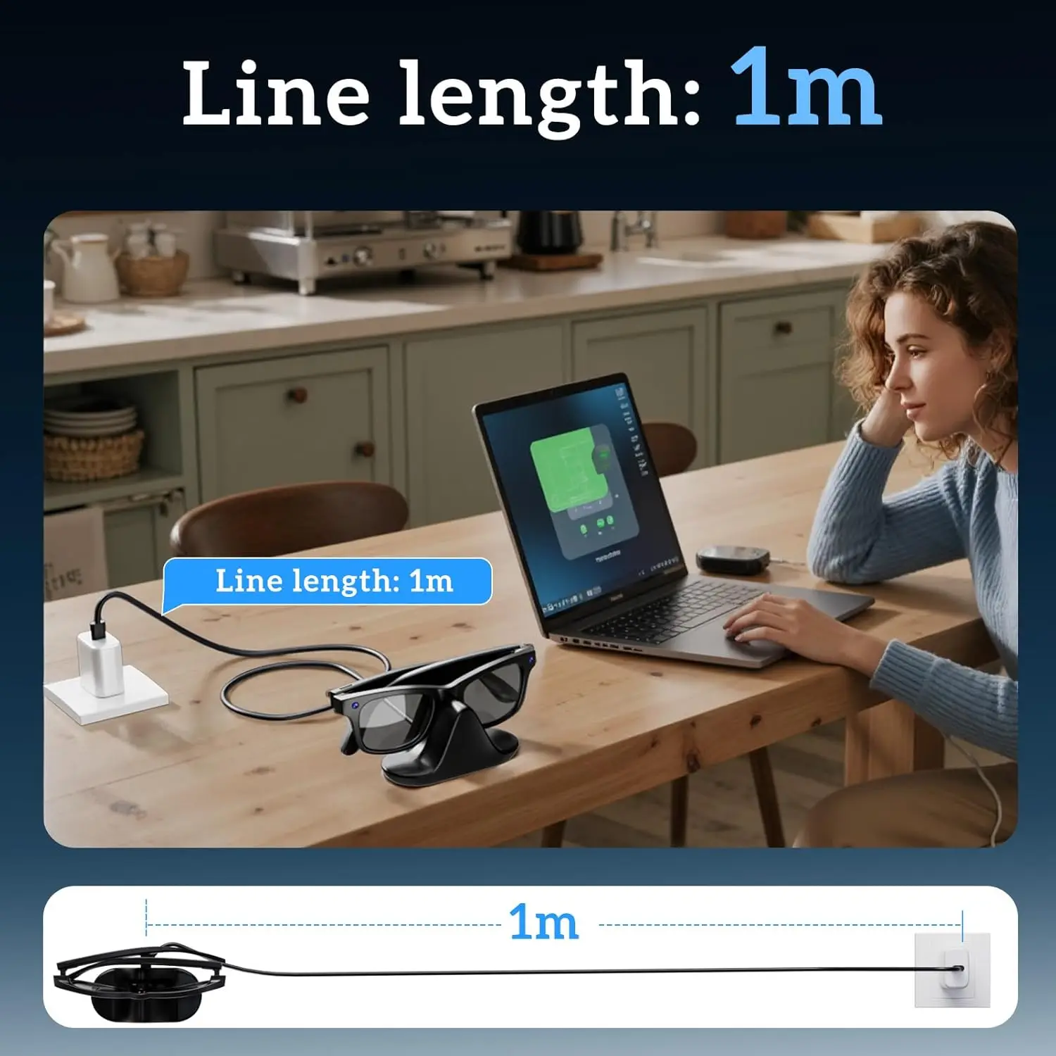 قاعدة شحن صغيرة لنظارات RayBan Meta الذكية AI Wayfarer/Headliner/Skyler حامل شاحن محمول للسفر مع كابل USB-C