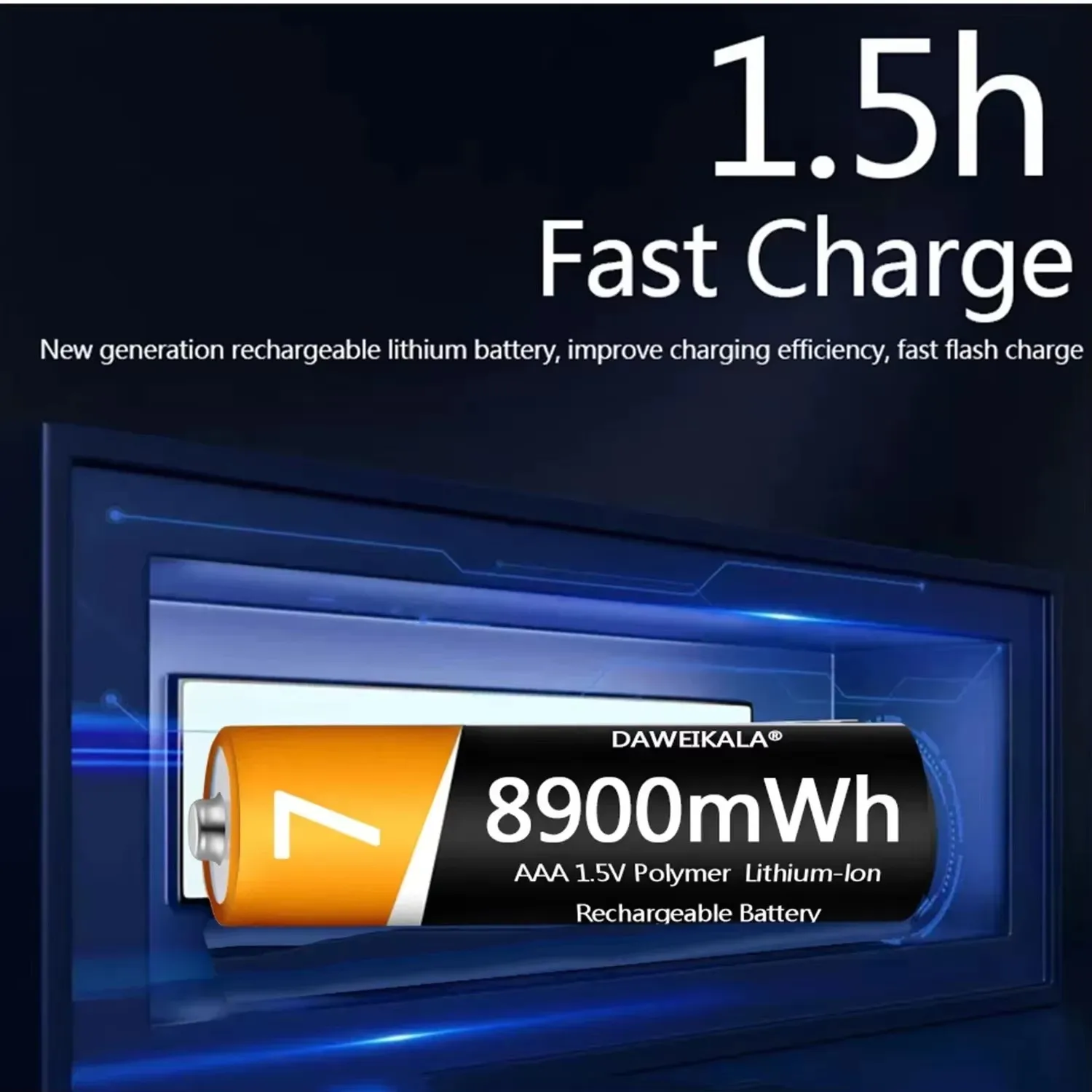 1.5V AA Lithium-ion Rechargeable Battery-9900mWh High Capacity USB Charger Battery for Remote Control/Mouse/Toys/Small Fan AAA-C