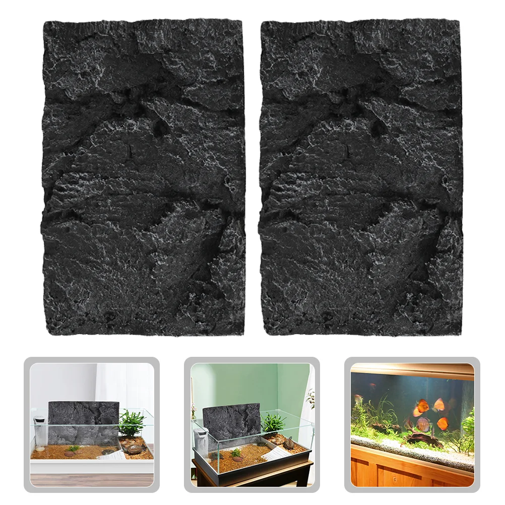 

2 Pcs Animal Reptile Box Backdrop Animals Vivarium Background 3d Pu Turtle Tank