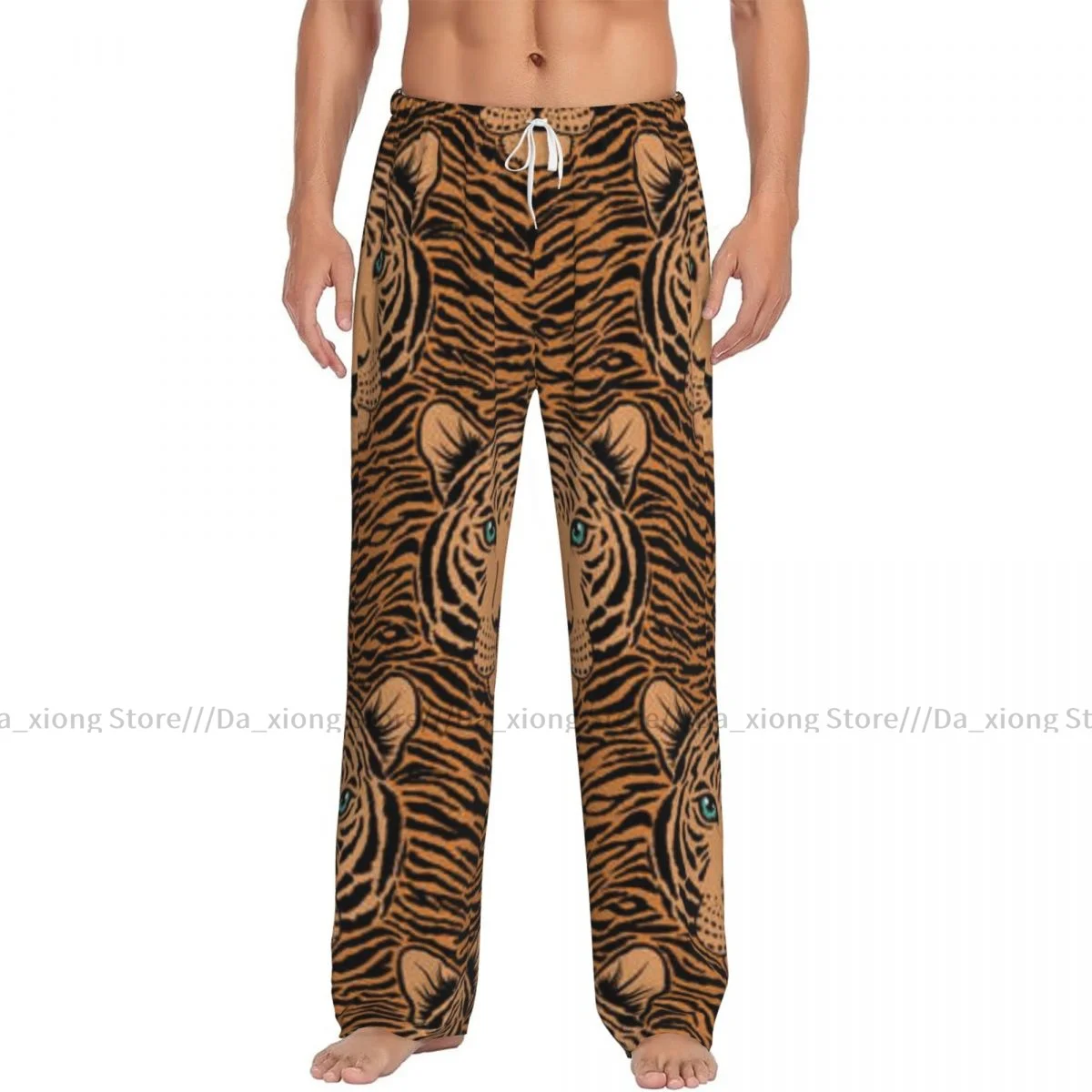 Men Sleep Bottoms Male Lounge Trousers Men's Tiger Head Print Pajama Pants