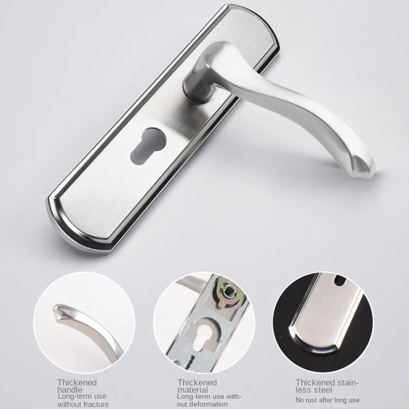 

304 Stainless Steel Silent Door Lock Indoor Bedroom Door Lock Adjustable and Tamper Free Hole Lock, Household Hardware Door Lock